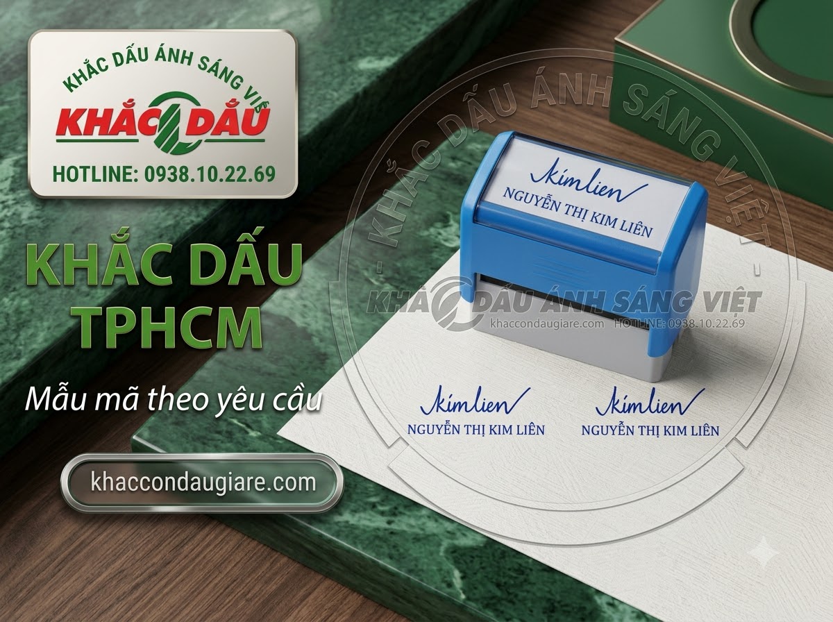 Dịch vụ khắc dấu TP.HCM lấy liền – Ship hỏa tốc tận nhà! 🚀 Bạn cần gấp con dấu tên, dấu chức danh hay dấu mã số thuế để duyệt hồ sơ? Xưởng khắc dấu tại TP.HCM ứng dụng công nghệ Laser cao cấp, sắc nét từng mi-li-mét, mực đều đẹp. Nhận làm và giao nhanh hỏa tốc khắp 22 quận huyện TP.HCM. ⚡